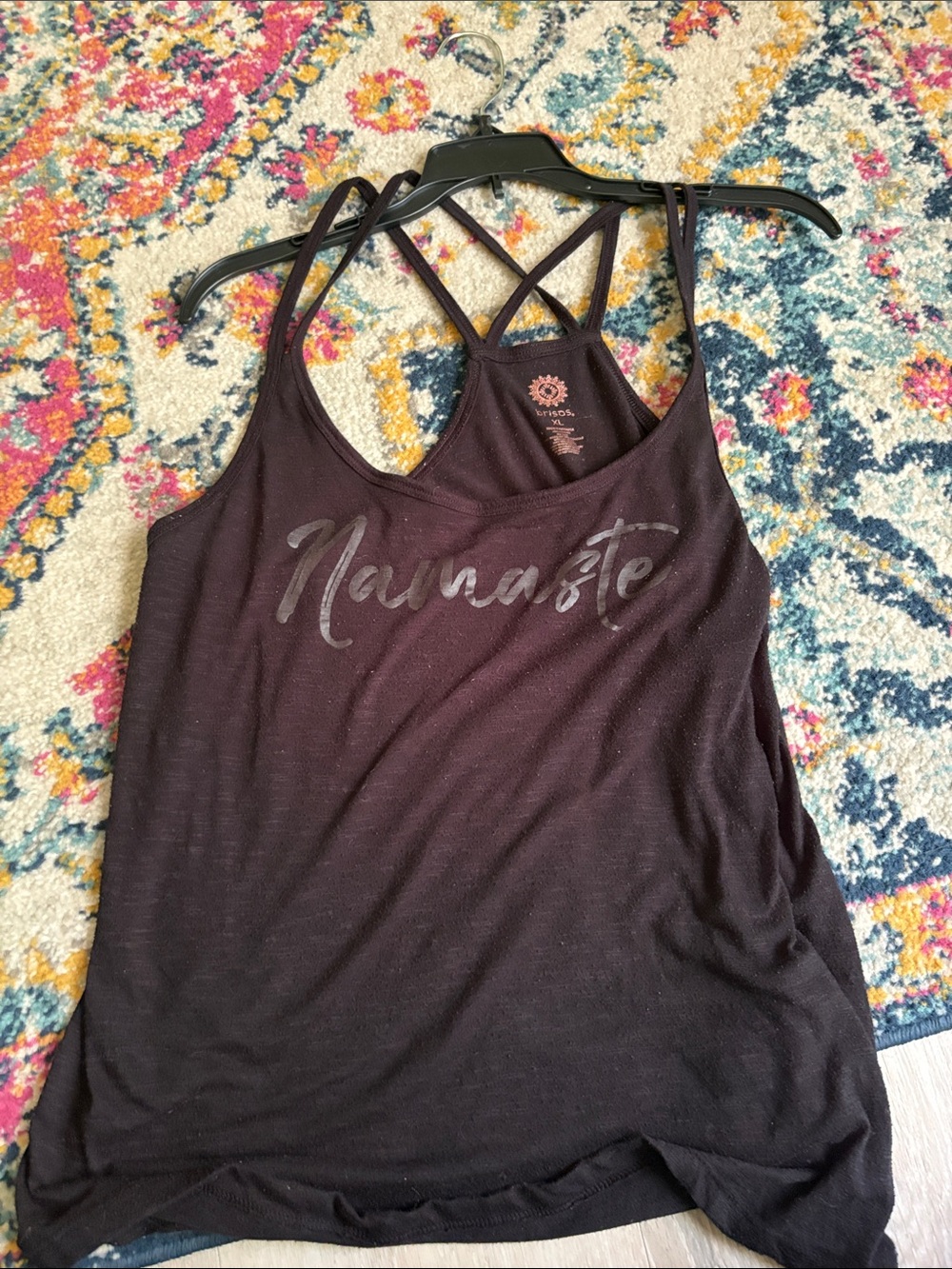 Women's Black 'Namaste' Strappy Tank Top